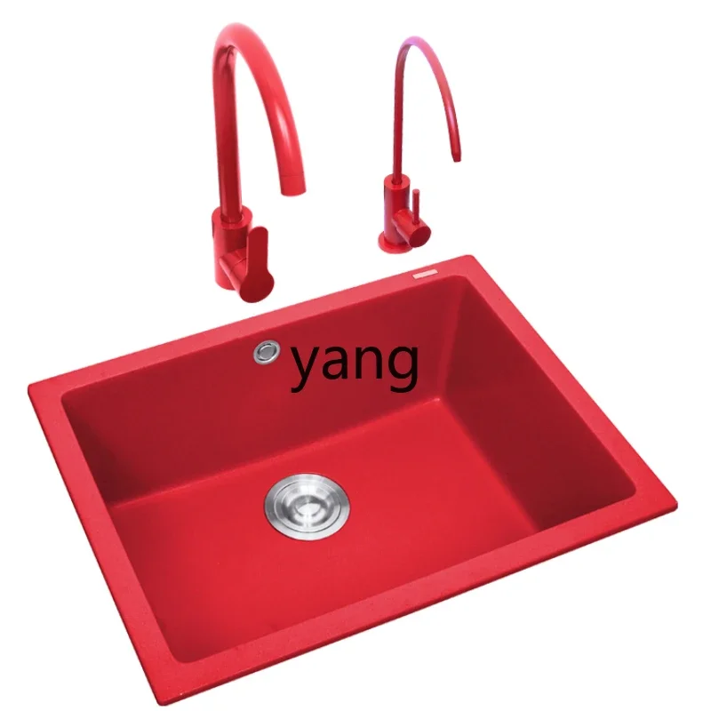 

Yjq quartz stone China red kitchen vegetable basin sink household dishwasher under the counter basin size