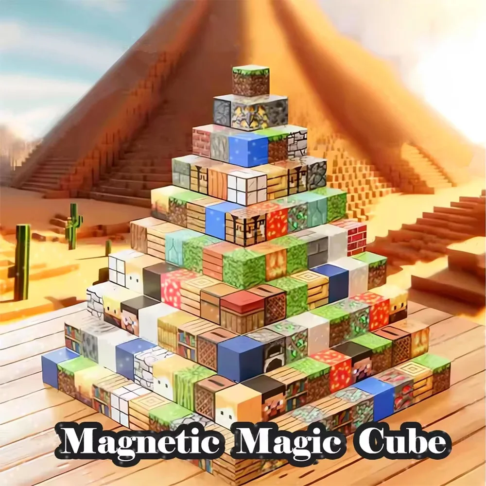 Magnetic Building Blocks Mine World Cube Magnet World Set for Kid Age 3+ DIY Model Children Stem Best Montessori Sensory Toy