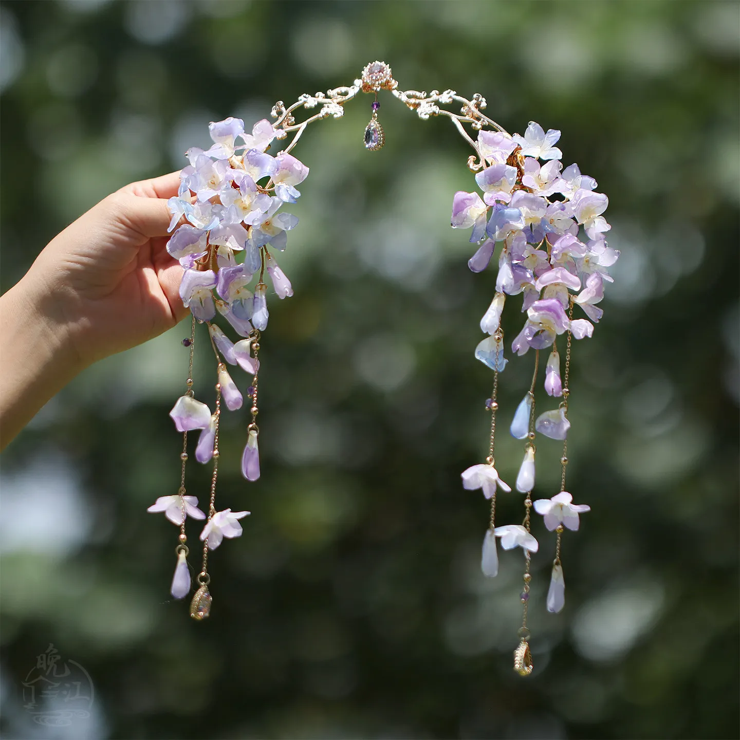 Wisteria Corolla Heat Shrink Hairpin New Chinese Ancient Hanfu Accessories Tassel Disc Hair Crown