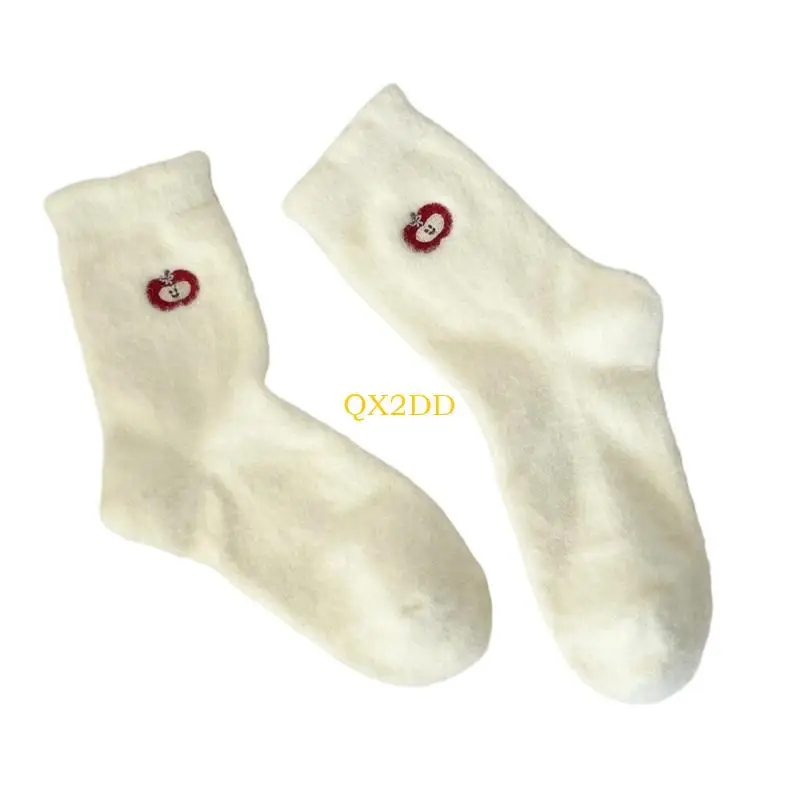 QX2D جوارب حرارية للحمل بدون خياطة تصميم دافئ ومطرز نايلون ناعم مقاوم للرائحة للأم الحامل #2
