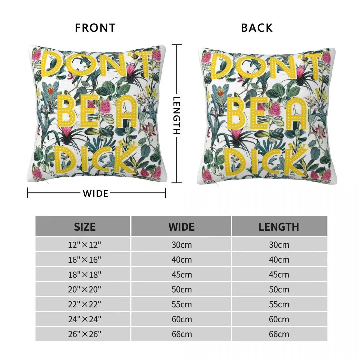 Don't Be A Dick Square Pillowcase Polyester Linen Velvet Creative Zip Decorative Pillow Case Home Cushion Cover 45x45 view 2