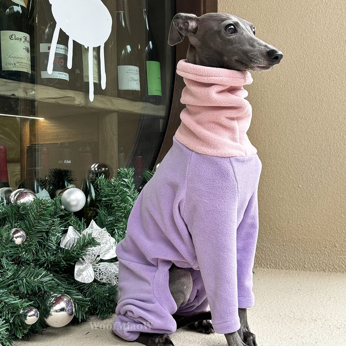 Dog Clothes for Italian Greyho with Hat  Pure Color Four-legged Clothing Soft Stretchy Whippet Clothing Winter Warm Dog Clothing