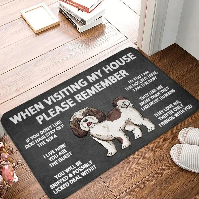 Please Remember Shih Tzu Dogs House Rules Entrance Doormat Decor Kitchen Welcome Rug Bathroom Non-slip Floor Mat Area Rugs