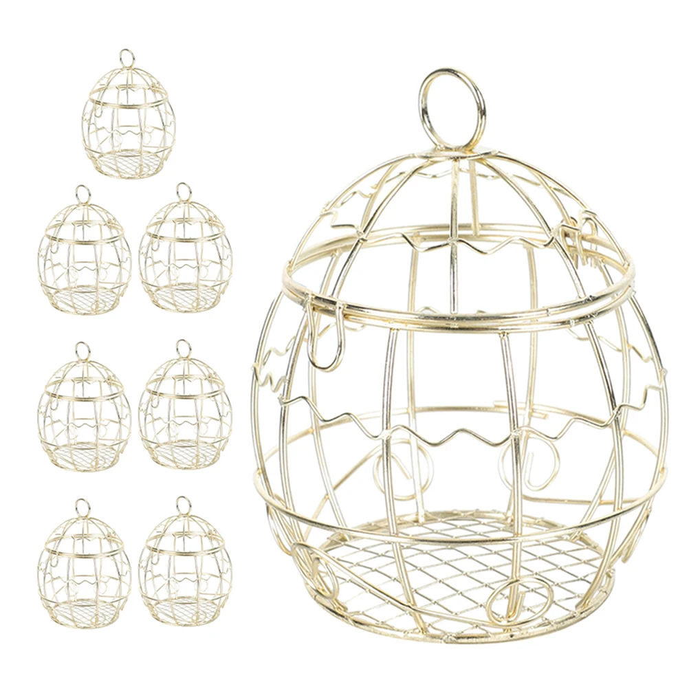 

8 Pcs Birdcage Candy Box Metal Boxes Sweet Container Containers Wedding Golden Style Cases