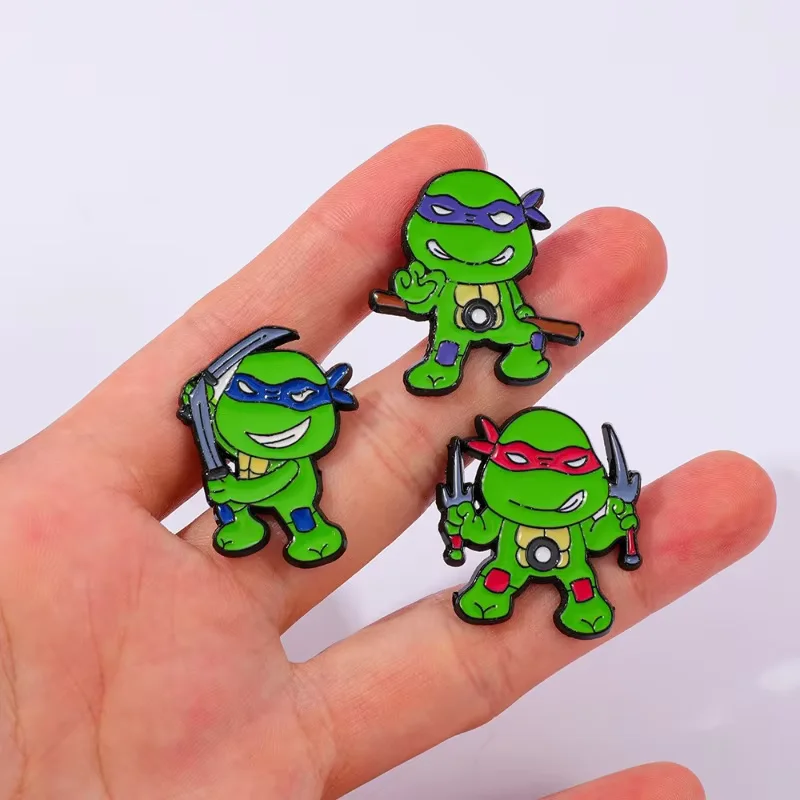 4Pcs/set Anime Turtle Figure Ninja Enamel Brooch Metal Badge Backpack Clothing Lapel Pins Cosplay Prop Jewelry Christmas Gift
