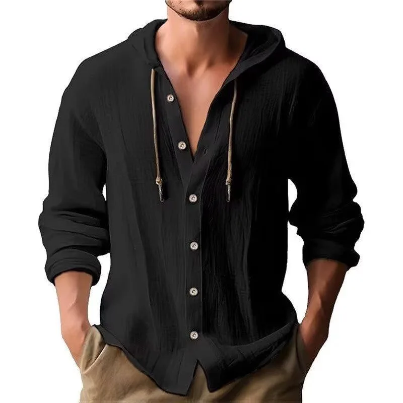 

Shop hot selling European and American hooded long-sleeved shirts for men 2026 new fashion casual youth men's clothing