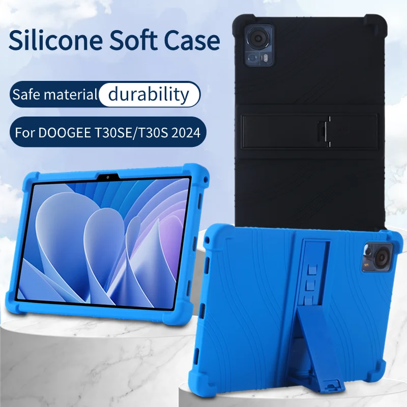 

Cover For Doogee T30SE T30S 2024 Case 11" Tablet PC Kickstand Funda with 4 Shockproof Airbags Soft Silicone