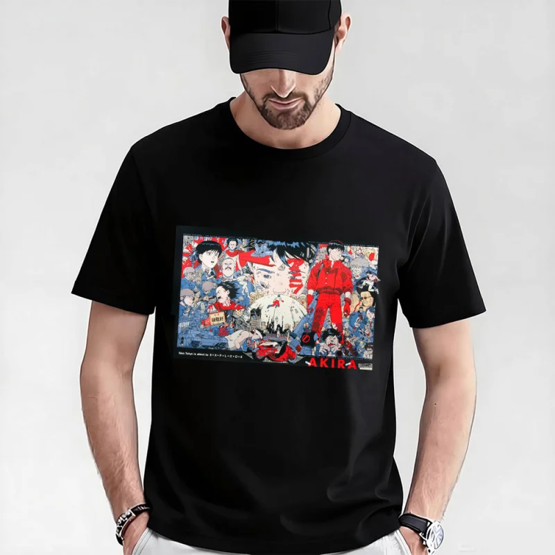 

0325 Otomo Akira Anime T Shirt Cyberpunk Manga City explosion Graphic clothes cyber mecha Neo-Tokyo Streetwear All size tops