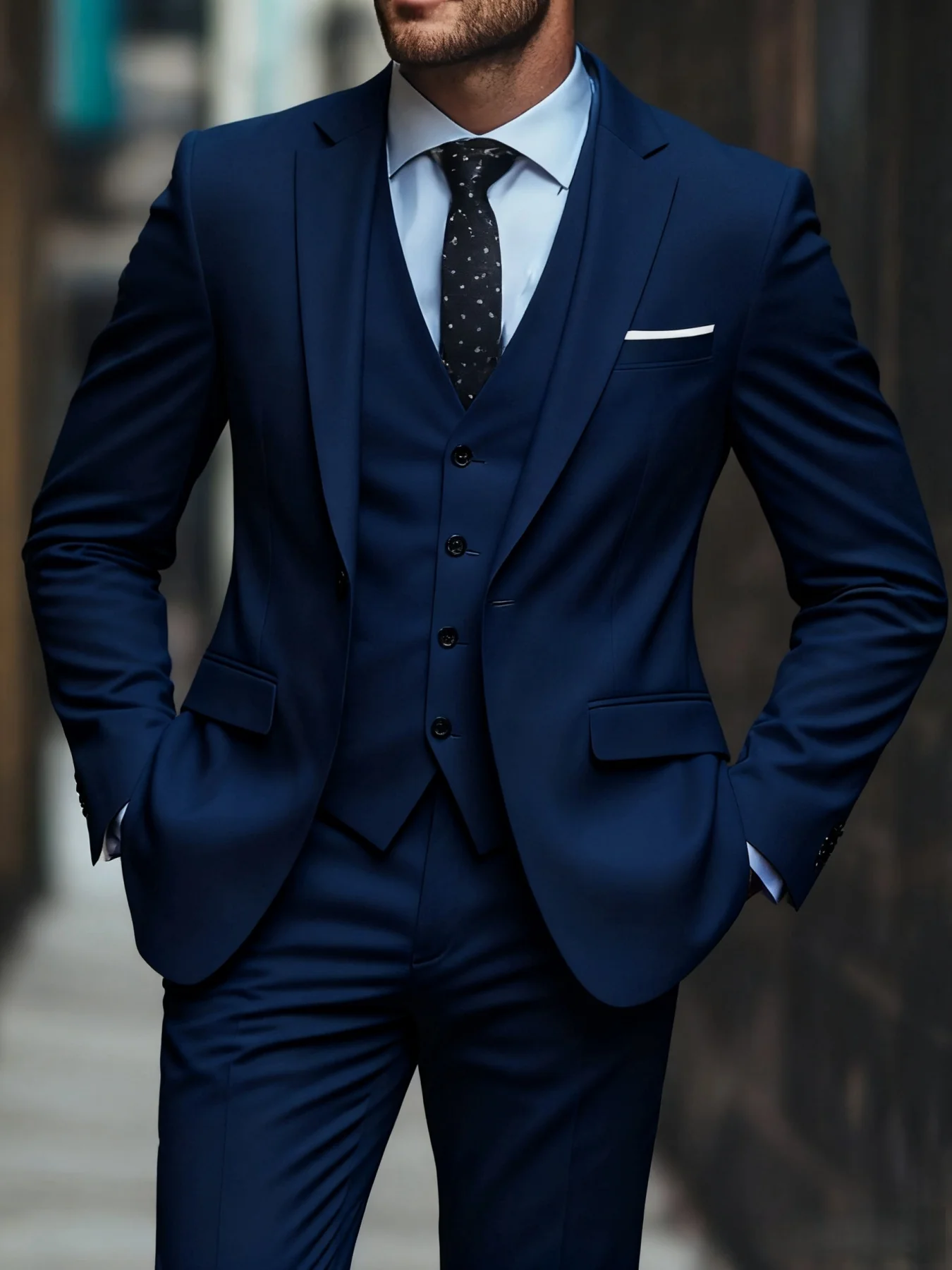 

Men's Polished Party Suit Single Breasted Slim Fit Solid 3-Piece