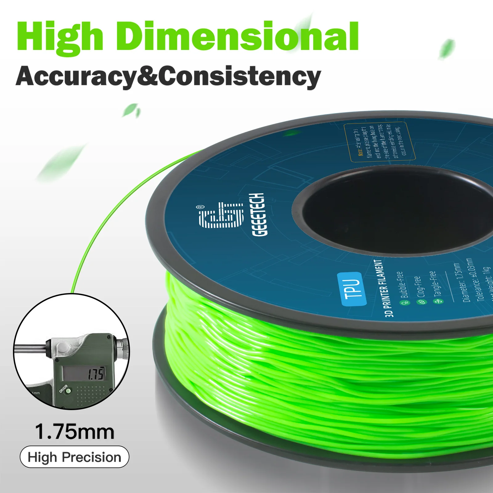 GEEETECH 1KG 1.75mm TPU Filament Flexible material  for 3D Printers overseas warehouse fast shipping