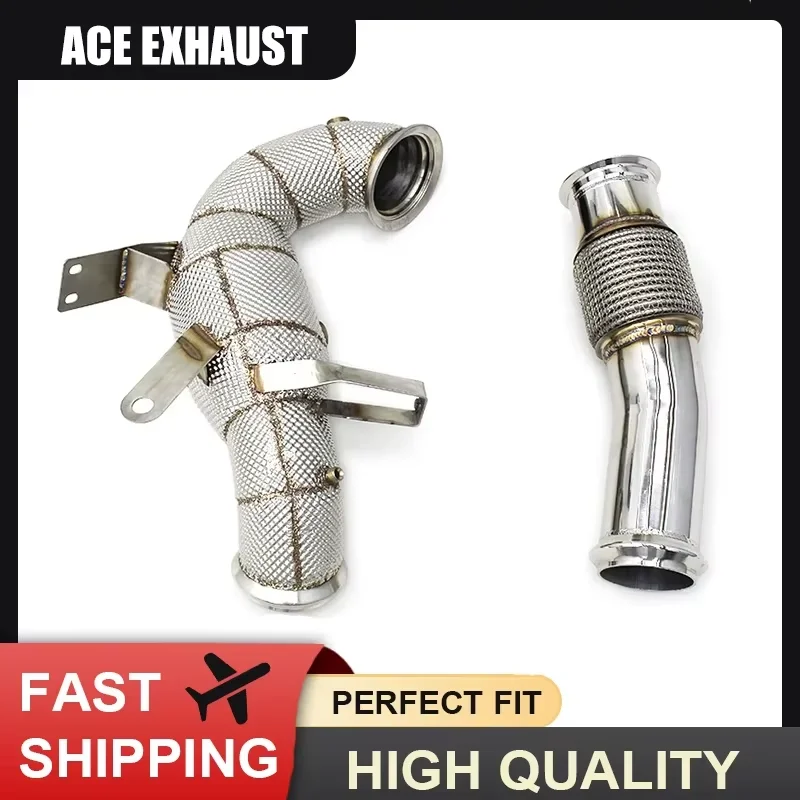 ACE Bestseller für Mercedes Benz W177 A45S CLA45 GLA45 2.0T Auspuff-Downpipe mit Hitzeschild SUS304 Auspuffanlage – Detail 3