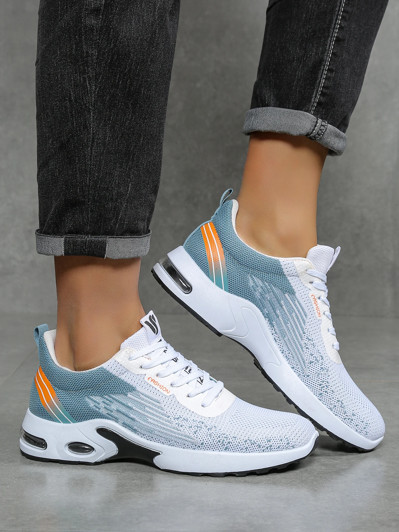 Atmungsaktive Schnür-Laufschuhe für Herren, Gestrickte Mesh-Freizeitschuhe, Bequeme Schuhe mit Gepolsterter Sohle für den Täglichen Gebrauch – Detail 15
