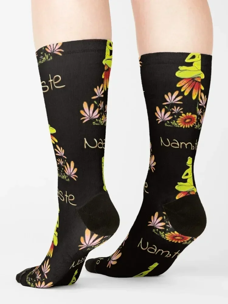 Yogi Frog - Namaste Calcetines liguero brillante cálido invierno fresco Hombres Calcetines Mujer