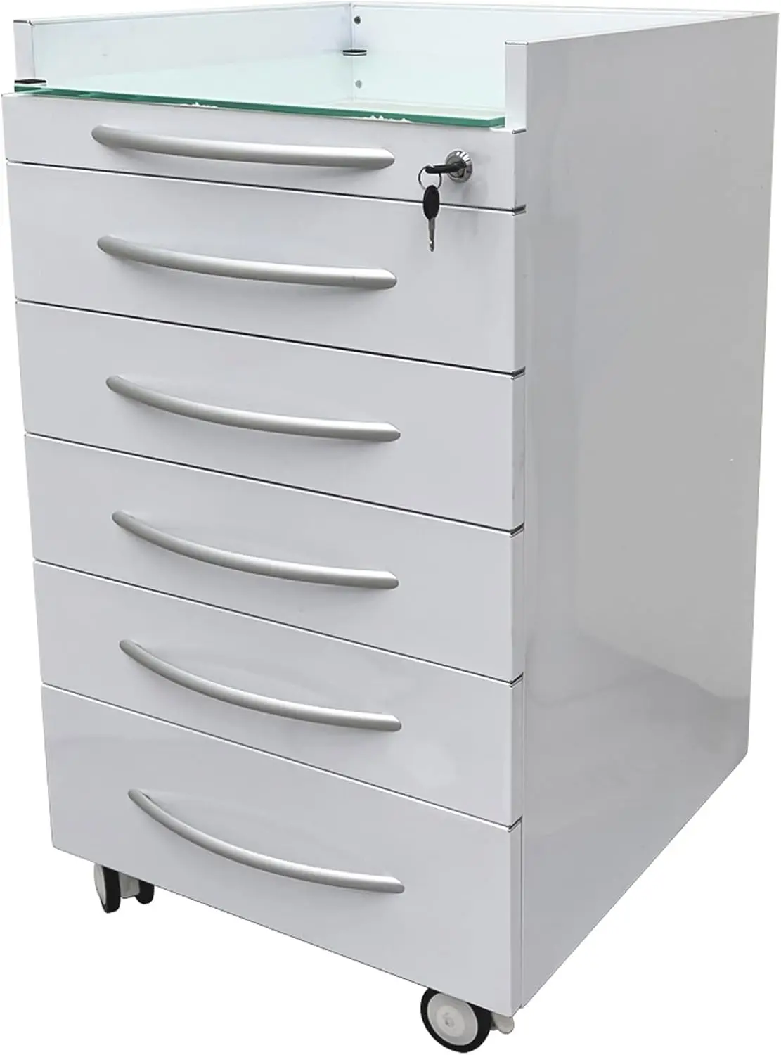 5 Drawers Dental Special Storage Cabinet Mobile Cart Stainless Steel Moving Side Cabinet Utility Storage Dresser With Lock And