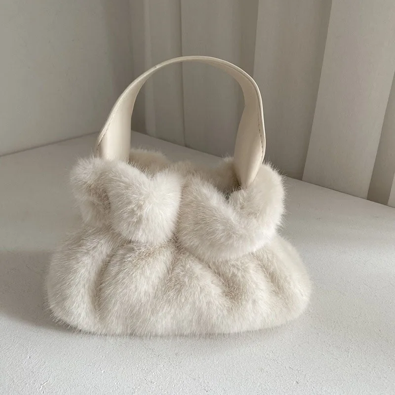 Artificiar Natural Fur 2024 Luxury New Design Faux Fur Tote Soft Girl Warm Bag Fluffy High Quality Fur Purse