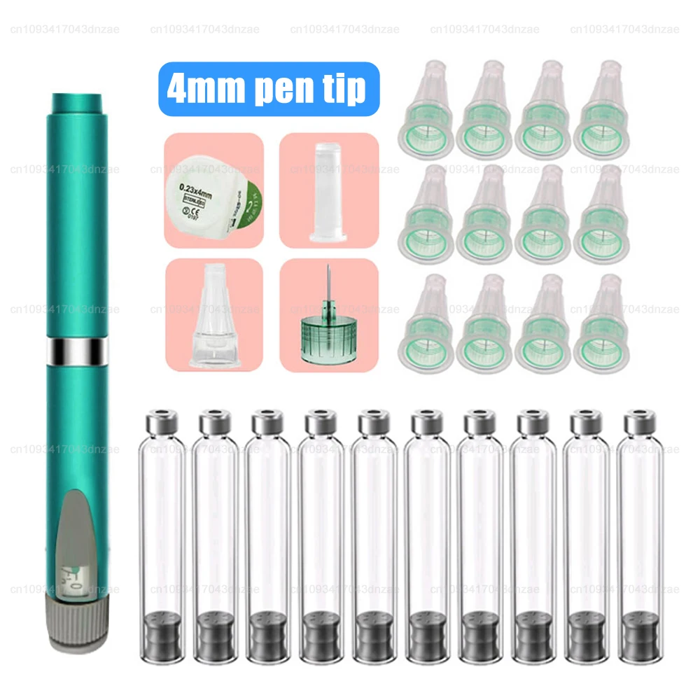 

Green Tattoo Pen Facial Wrinkle Remover 10pcs 3ml Insulin Cartridges Cassette Bottle for Insulin Injection Pen 10pcs 4MM Tips