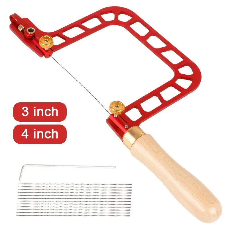 Aluminum Alloy Coping Saw Frame 3/4 Inch Curve Cutting Wire Saw for Wood Jade Stone Ceramic Glass Metal DIY Woodworking Tool