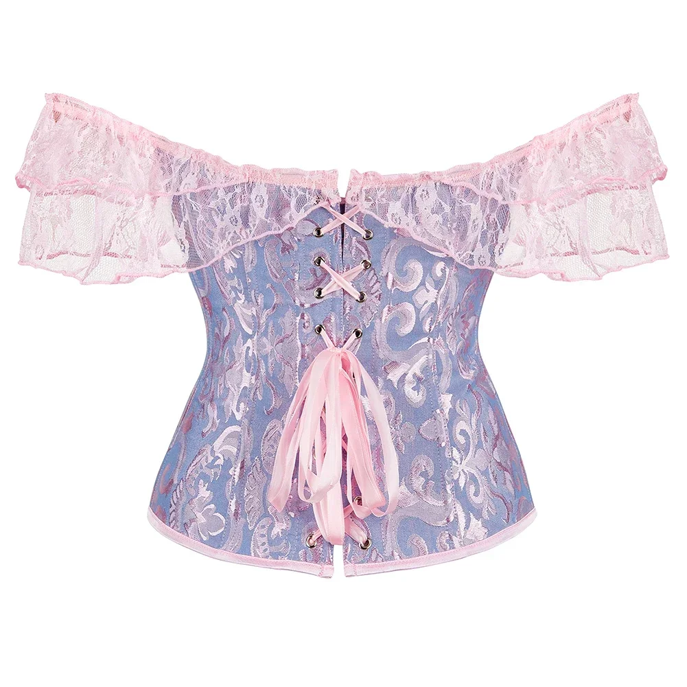Steampunk Overbust Corset Tops for Women Victorian Vintage Lace Sleeves Chest Binder Bustier Plus Size Lingerie Korset XS-6XL