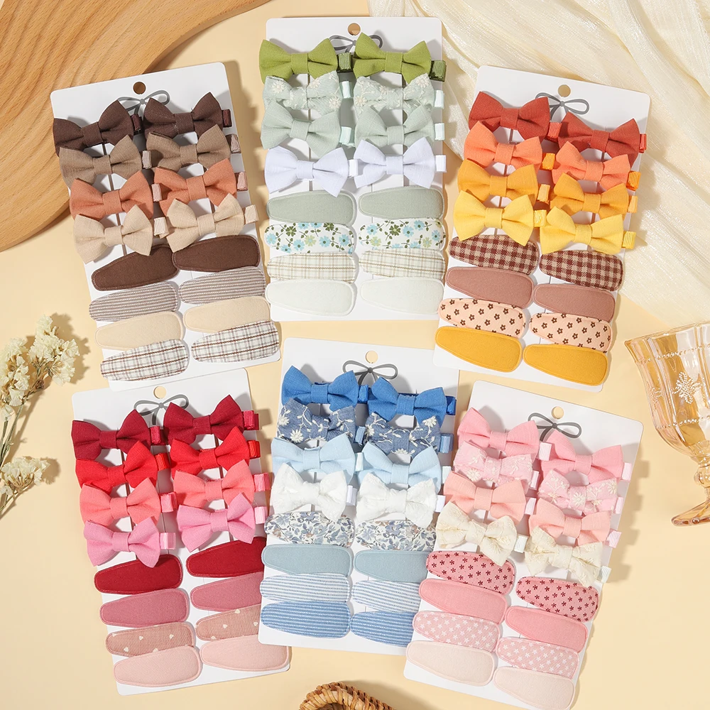 

16Pcs/Set Girl's Bow Hair Clip Bow Solid+Fabric BB Clips for Girls Kids Mixed Print Barrettes Toddler Fabric Hair Accessories