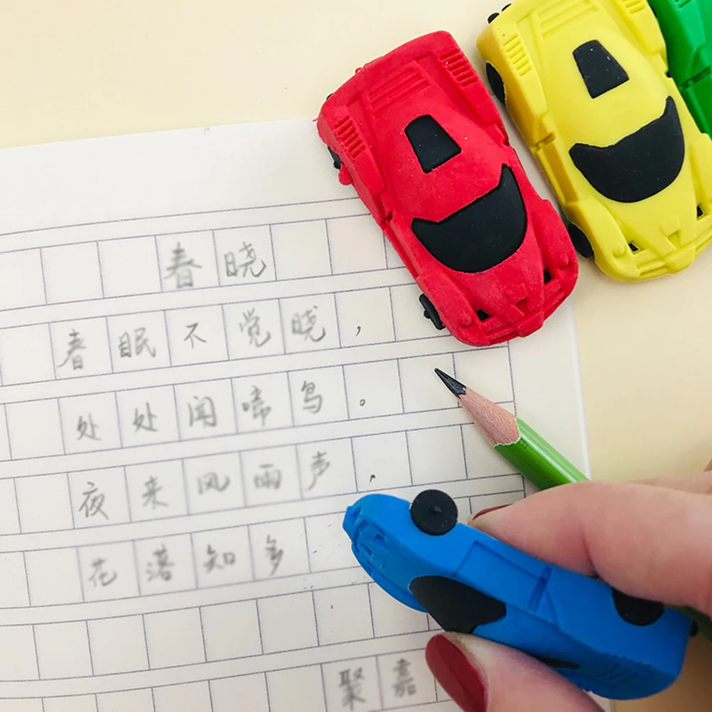 

20 Pcs Car Shaped Eraser Cute Stationery Kids Gift Detachable Eco Friendly Easy Erasing Classroom Office Supplies for Children