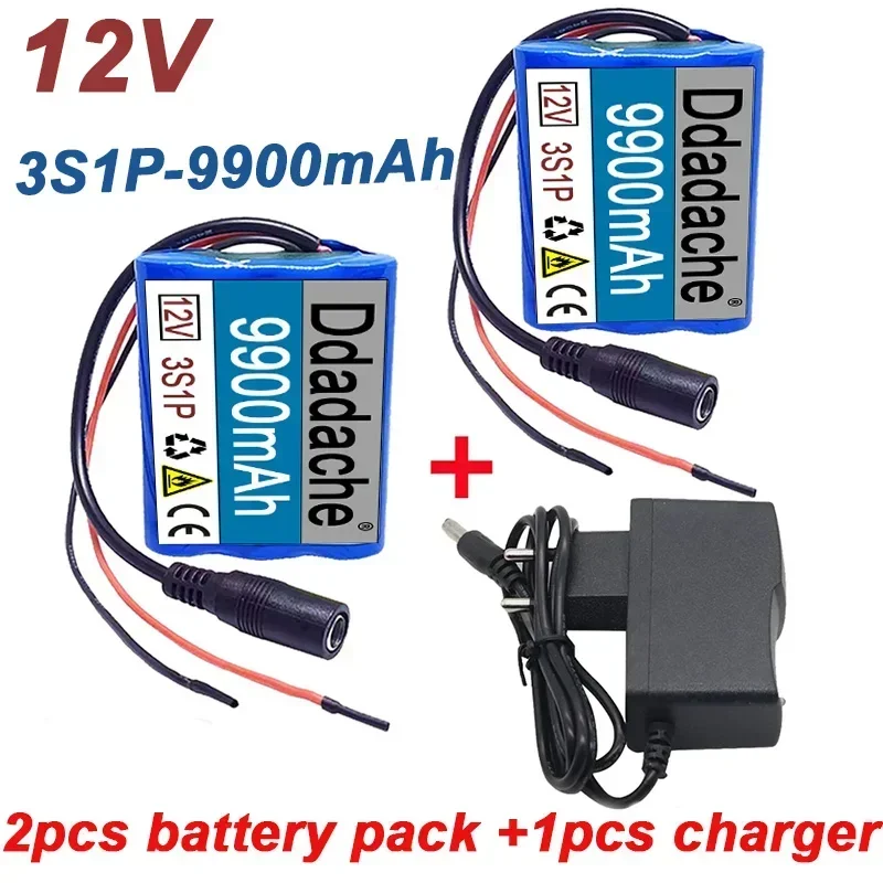 2024 Free Shipping 3S1P Protection Board 12V 9900mAh Battery Pack 18650 Li-ion Battery 12.6V Super Charging Battery+Charger