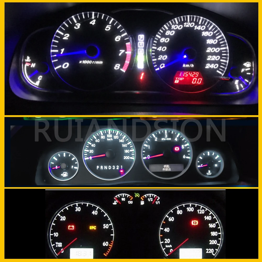 T5 W3W LED Bulb 12V 3014SMD Wedge Dashboard Indicator Light Car Interior Instrument Cluster Map Light Plug Play Multi Color 2Pcs