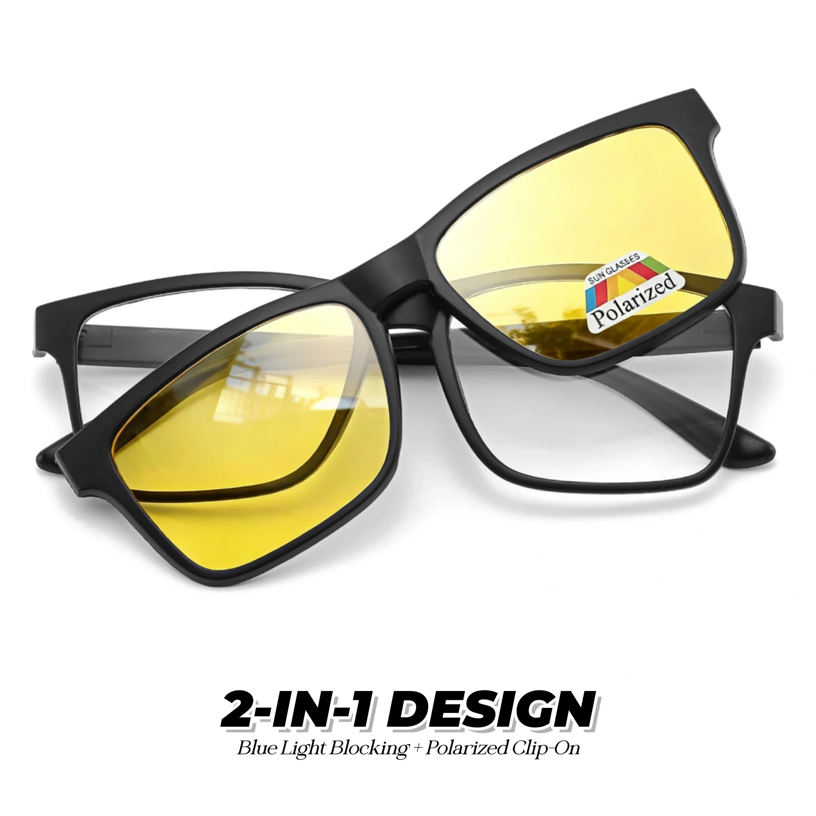 Aufsteckbare Magnetische Sonnenbrille mit Blaulichtfilter-Rahmen 2-in-1 Polarisierte Brille für Autofahren & Outdoor-Aktivitäten – Detail 9