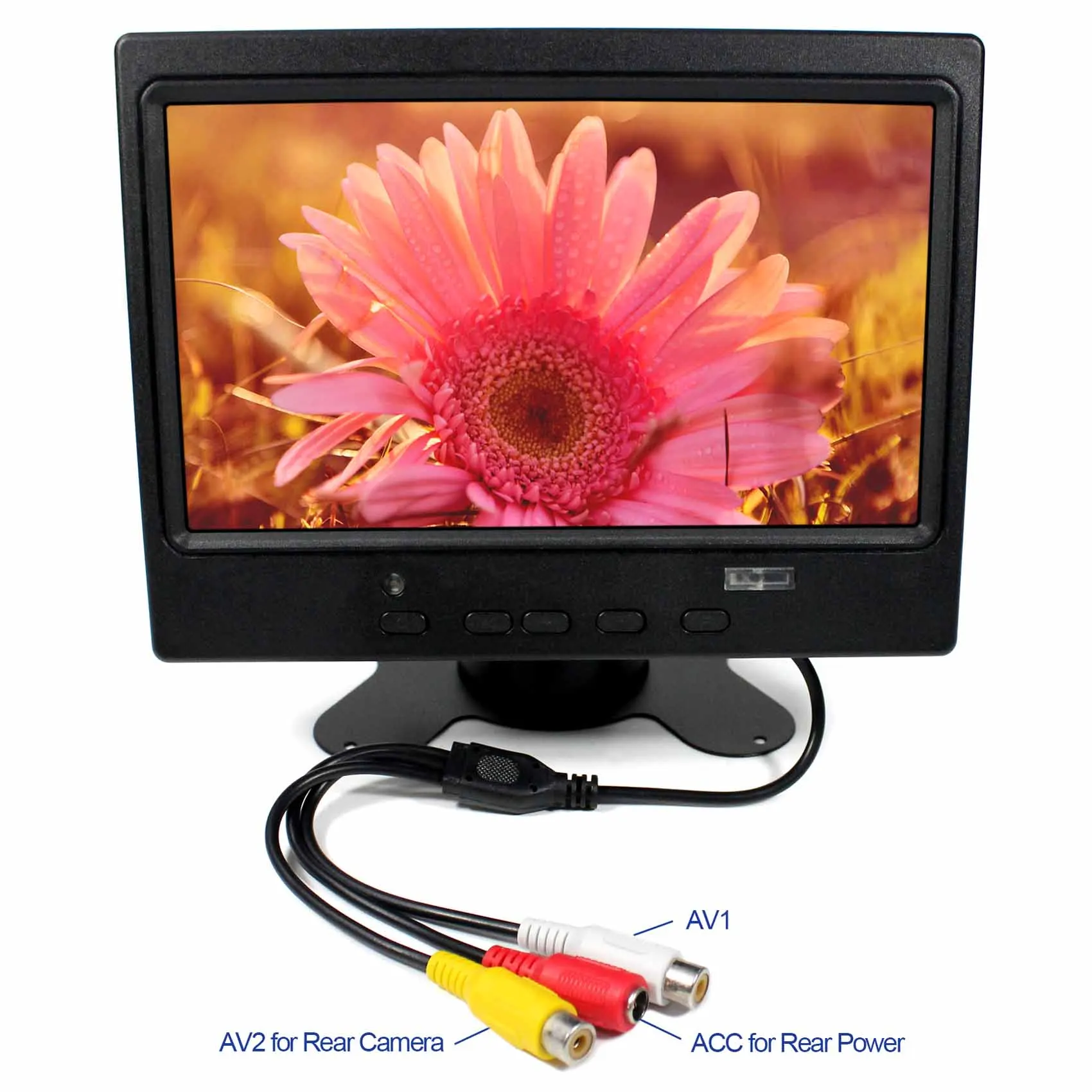 

7inch 800x480 LCD Monitor HD MI+VGA+2AV Reversing with US Power Adapter