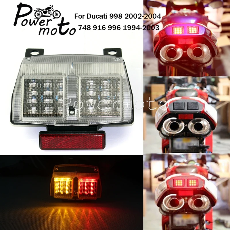 For Ducati 748 916 996 1994-2003 Ducati 998 2002-04 Motocross Clear Lens LED Turn Signals Rear Tail Light Brake Lamp Indicators