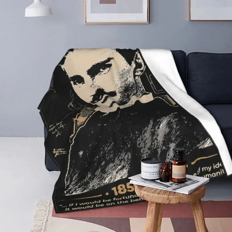 Nikola Tesla Scientists Subject Inventor Physics Science Knitted Blanket Flannel Throw Blankets Bedroom Sofa Warm Bedspreads