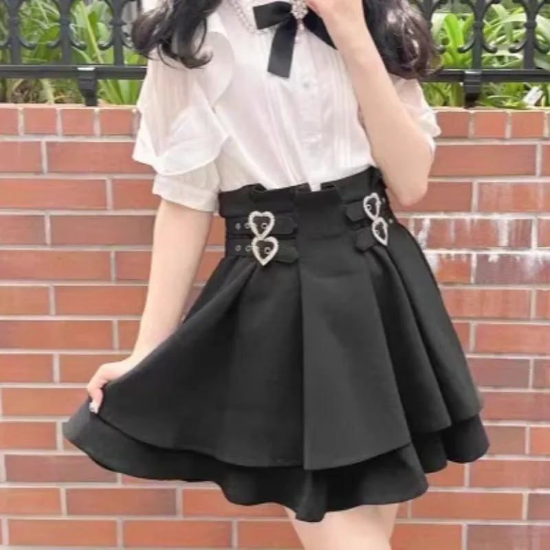 

Short A-line High Waist Office Lady Skirt Japanese Lovely Fresh Sweet Cake Faldas Slim Preppy Style Casual Simple Minority Falda
