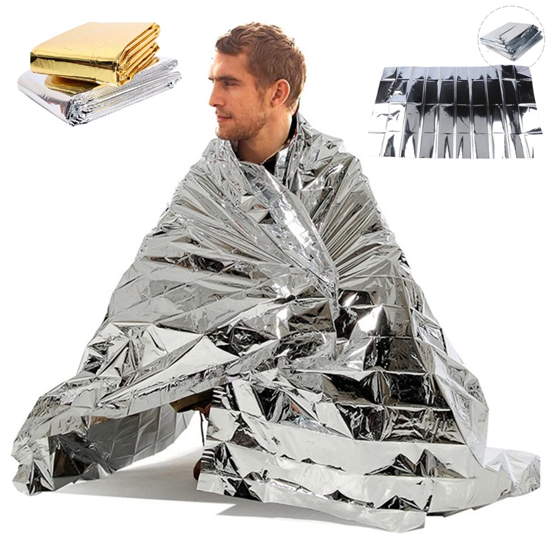 Emergency Blanket Outdoor Survive First Aid Military Rescue Kit Windproof Waterproof Foil Thermal Blanket for Camping Hiking