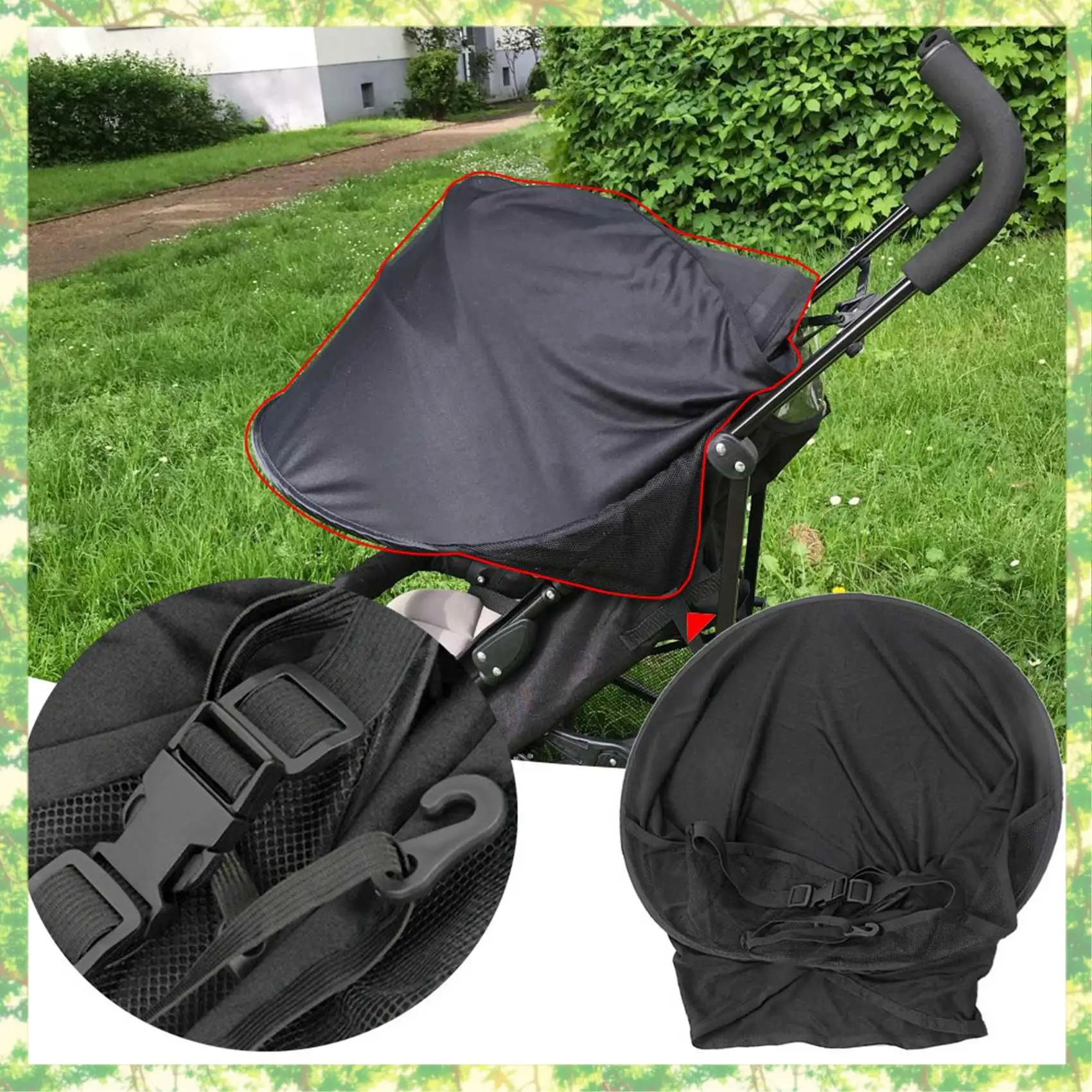 

T84C-2X Baby Stroller Sun Visor Carriage Sun Shade Canopy Cover Black