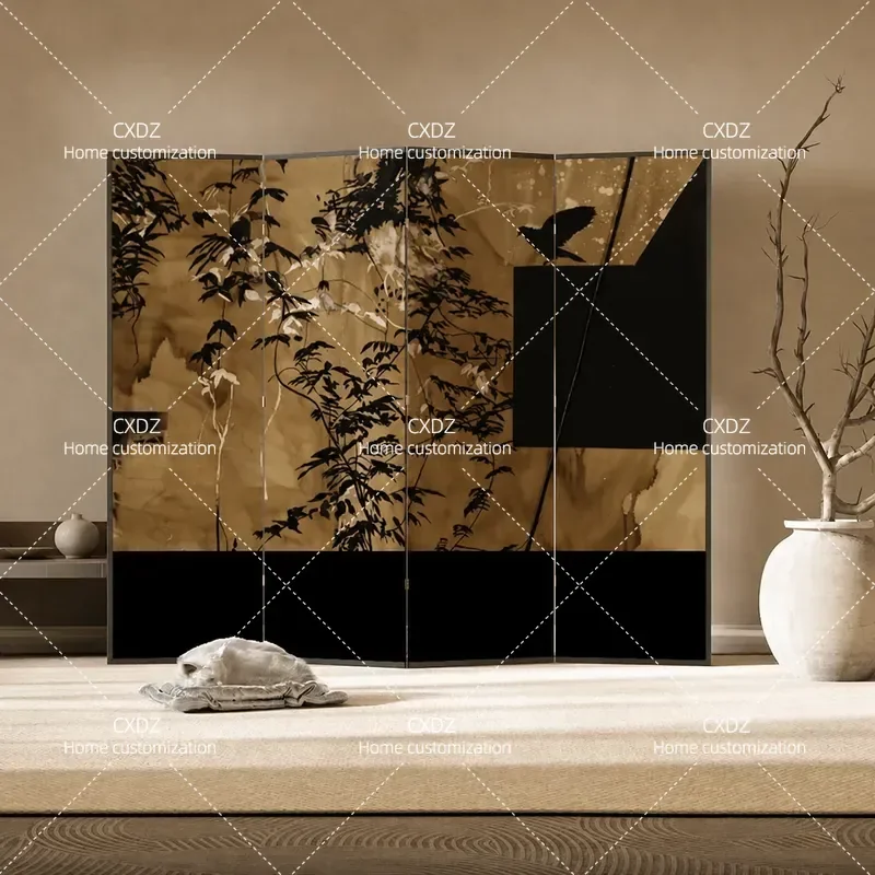 Medieval Nanyang Style Solid Wood Simple Screen Partition for Entrance Bedroom Living Room Sofa Background Wall Divider