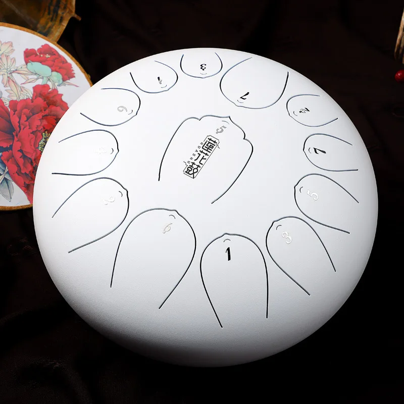 White 14 Inch Tongue Drums Baby Tongue Drum Fantasy Meditation Music Instruments Drum Accessories Traditional Instrument Mori