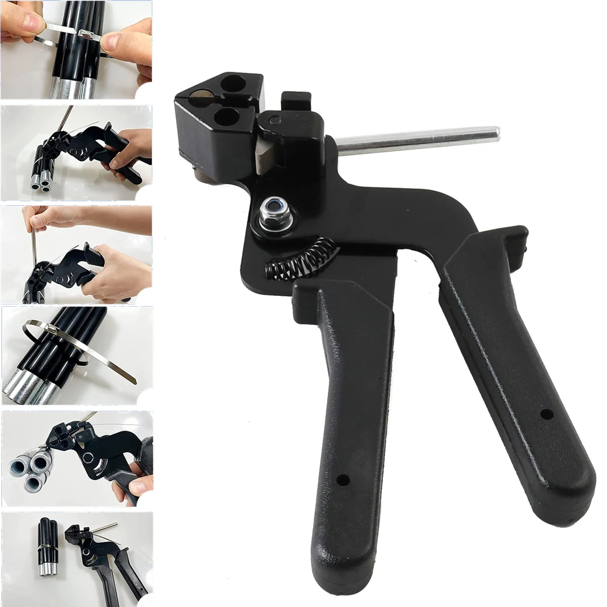 Cable Tie Gun With 200Pcs Stainless Steel Metal Cable Zip Ties Kit, Metal Tie Wrap Gun Kit, Tensioning Cutter Metal Zip Tie Tool