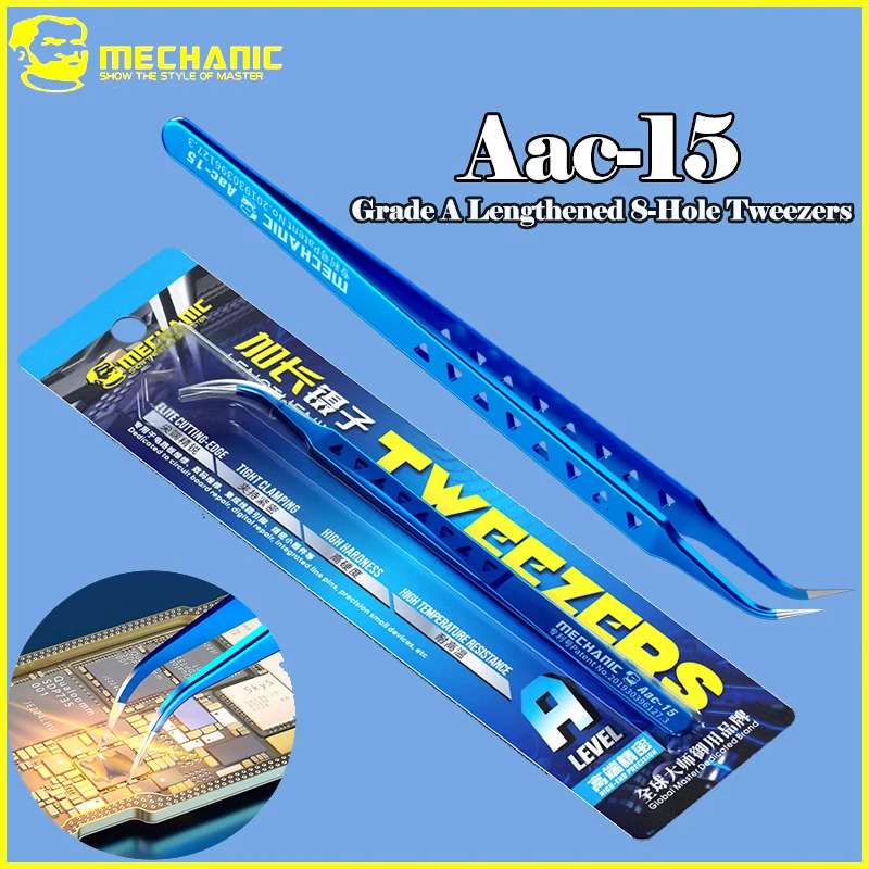 

MECHANIC Aac-15 Long 8-Hole Precision Tweezers Heat Resistant Corrosion Resistant Non Magnetic Flywire Repair Tool