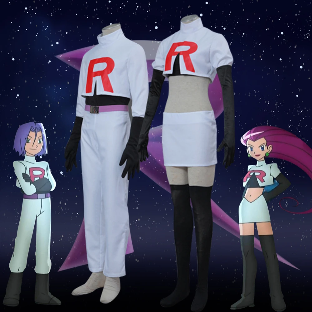 Adult Team Rocket Cosplay Jessie Musashi James Kojirou Costume Halloween Anime Accessories Wig Full Set