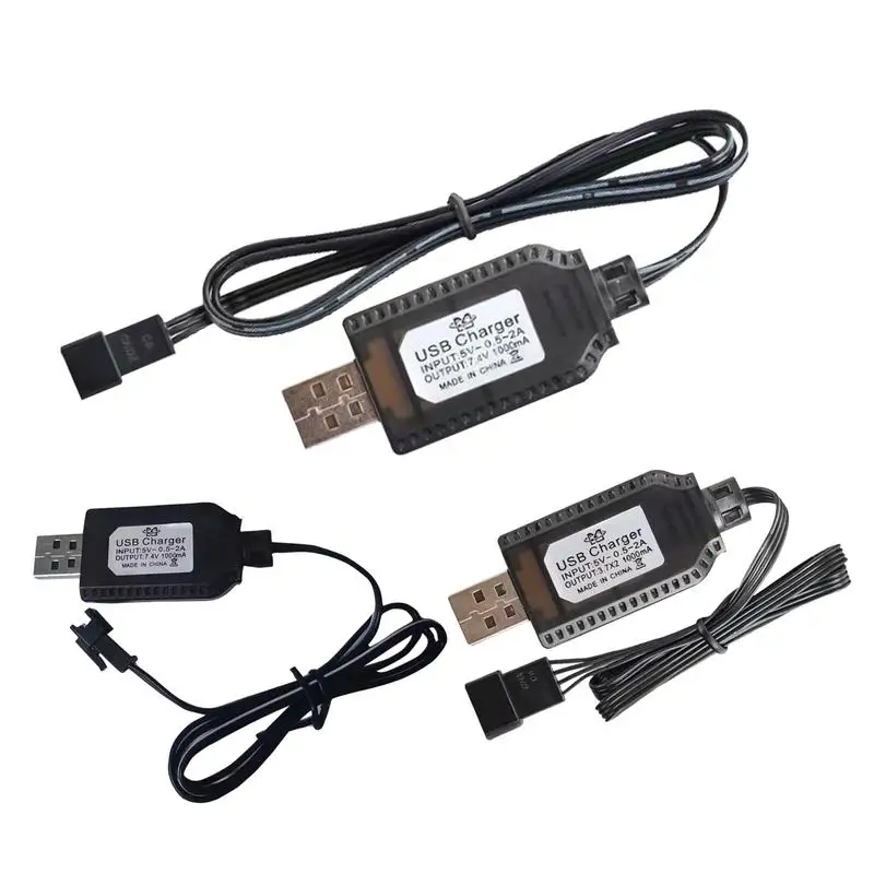 USB Lithium Battery Charger Connect SM-2P SM-3P SM-4P Lithium Batteries 7.4V 1000mA Fast Charging Cable For RC Toy Drone