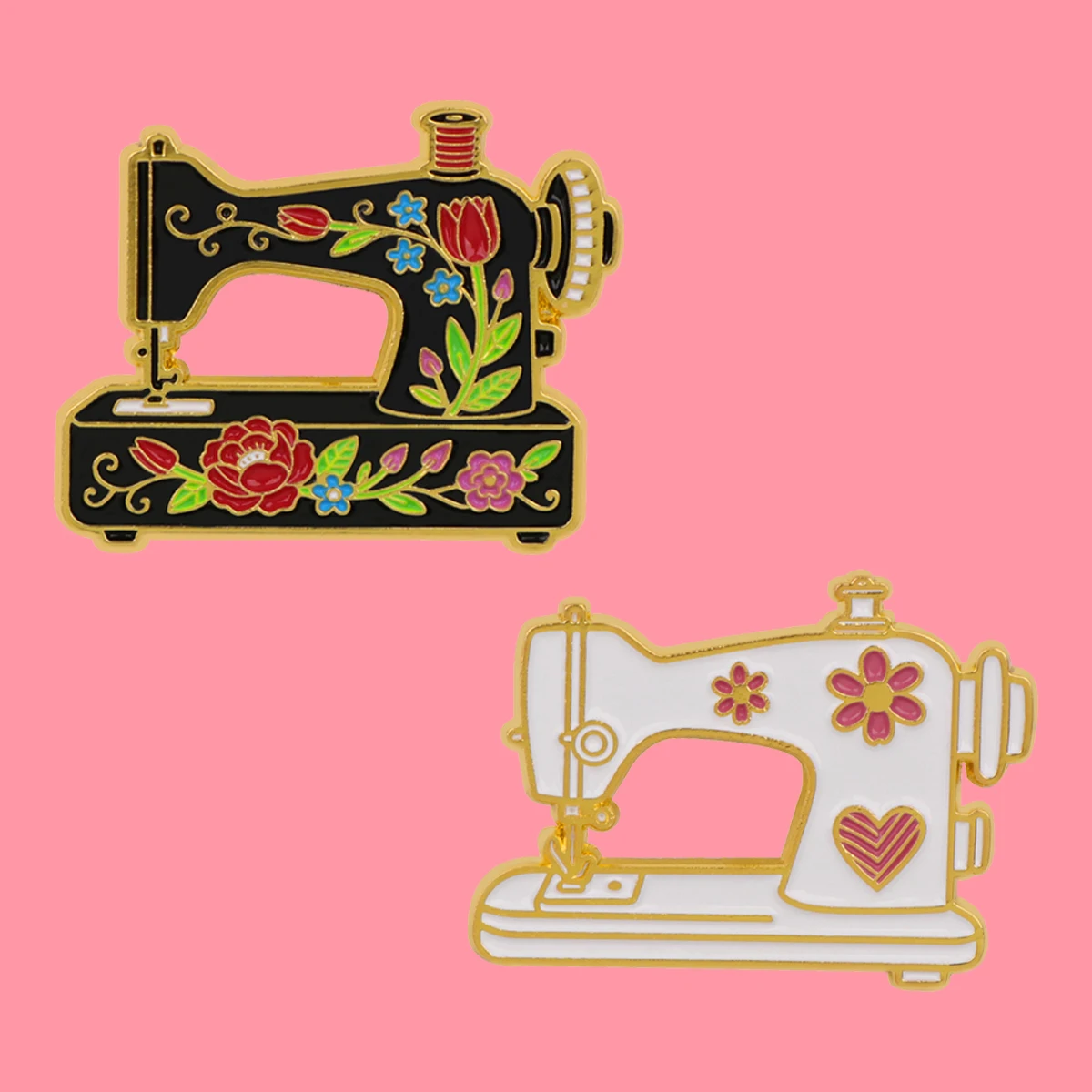 Retro Embroidery Sewing Machine Enamel Pines Cute Brooch Metal Pins Badge on Backpack Clothing Accessories Fashion Jewelry Gifts