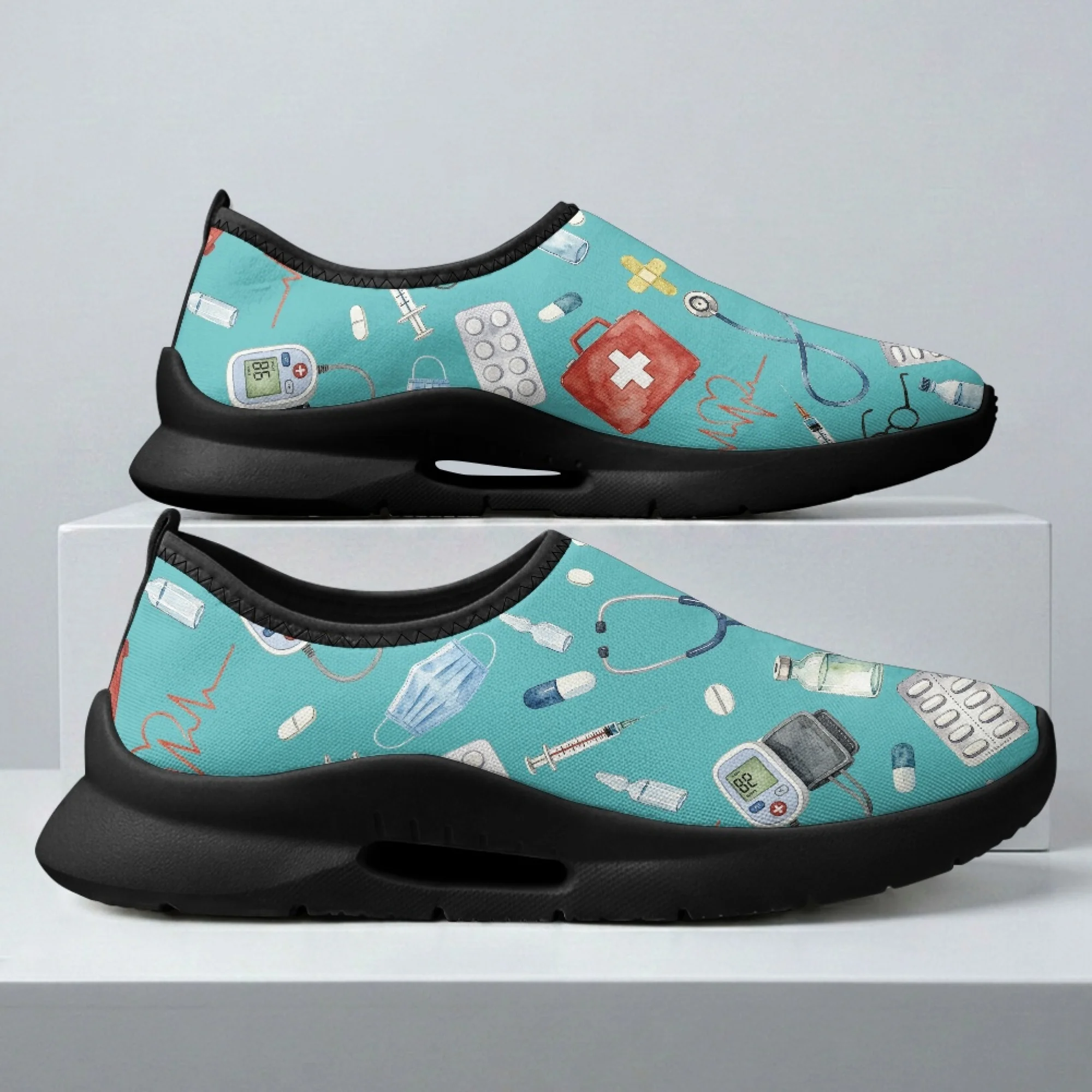 XIXIRIMIDO Nurse Shoes Black Medical Pattern Shoes Woman Casual Shoes Slip On Summer Shoes for Man Female Sneakers Work Shoes view 2