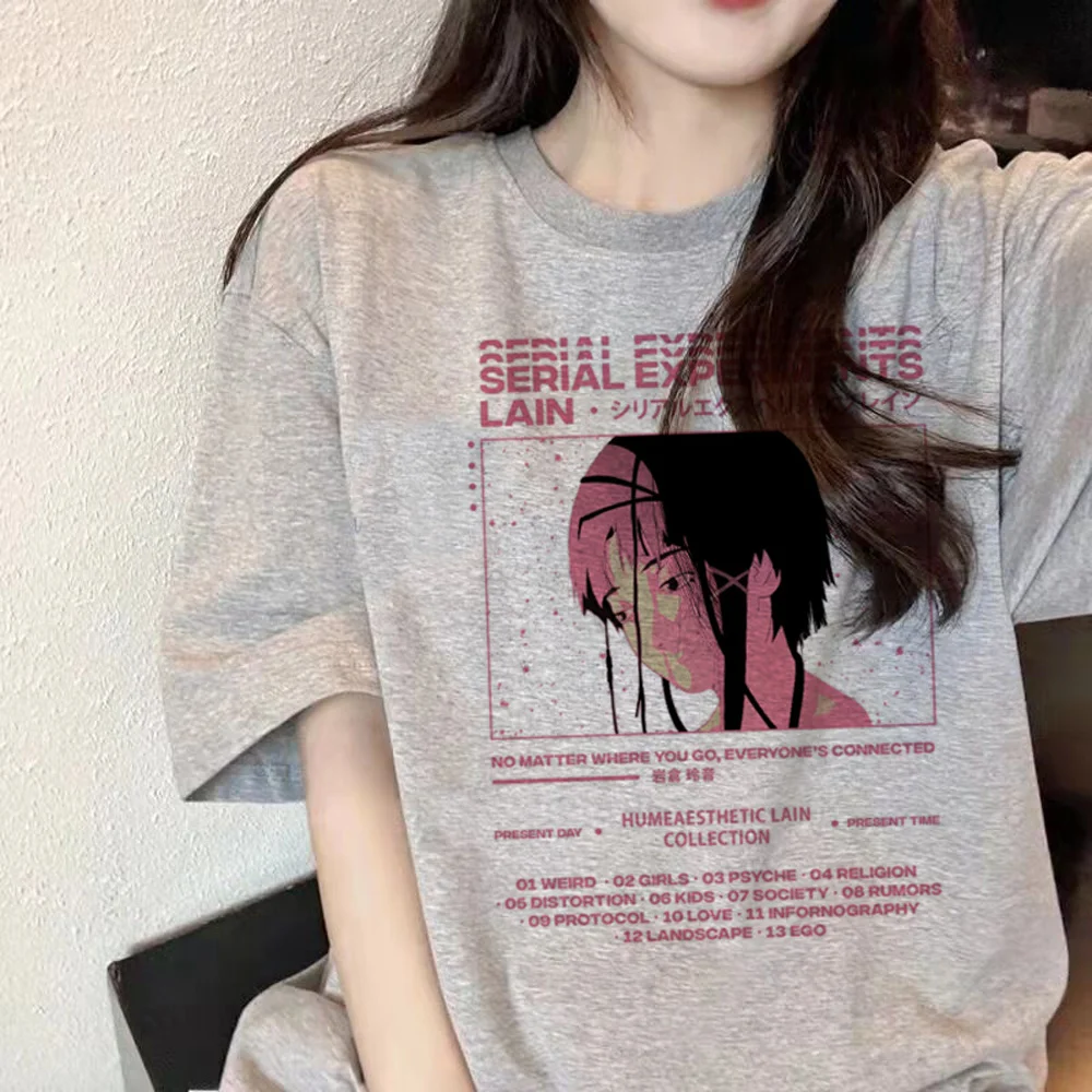 Serial Experiments Lain top women harajuku tshirt girl funny streetwear anime clothes