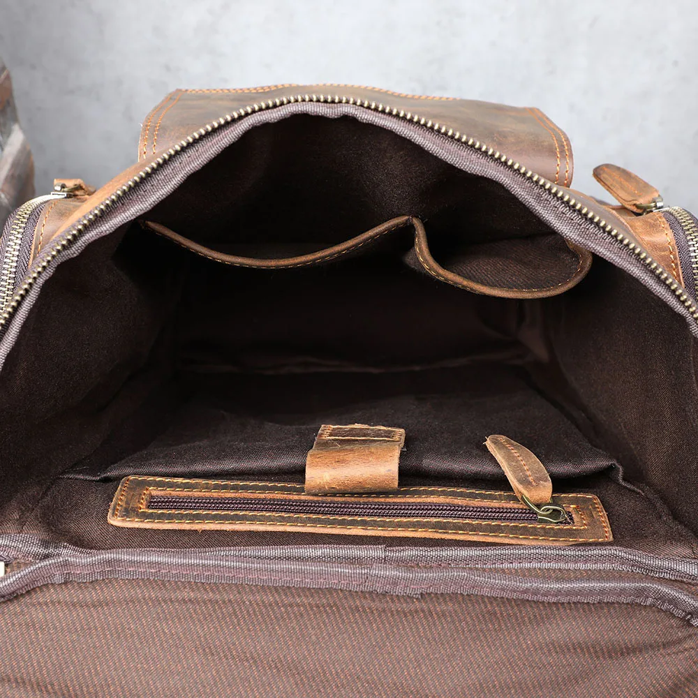 S.WORKER Vintage Echtleder-Rucksack Laptop-Tasche Casual Crazy-Horse-Leder Schultasche Outdoor-Reise-Weekender-Tasche – Detail 13