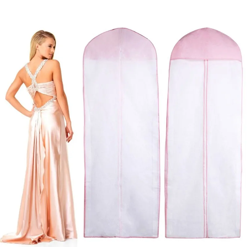 

Pink Non-Woven Fabric Wedding Dress Dustproof Cloth Cover Long Evening Dress Dust Cover Dress Clothes Bridal Garment Storage Bag