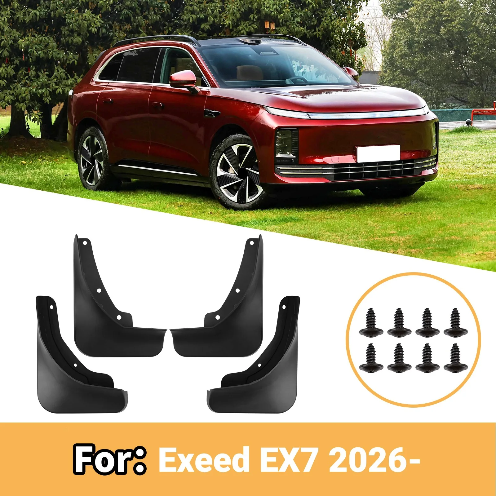 

For Exeed EX7 2026 Front Rear Rubber Mud Flaps Mudguards Splash Guards Export Car Modification Accessories