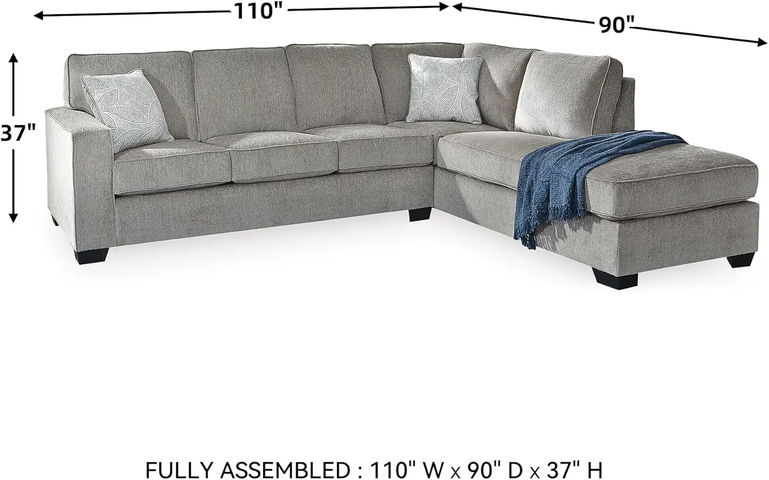 Sofa modułowa Altari Urban z leżanką, z poduszkami na siedzisko, 2 poduszki dekoracyjne i funkcja rozkładania na łóżko z pamięcią kształtu.