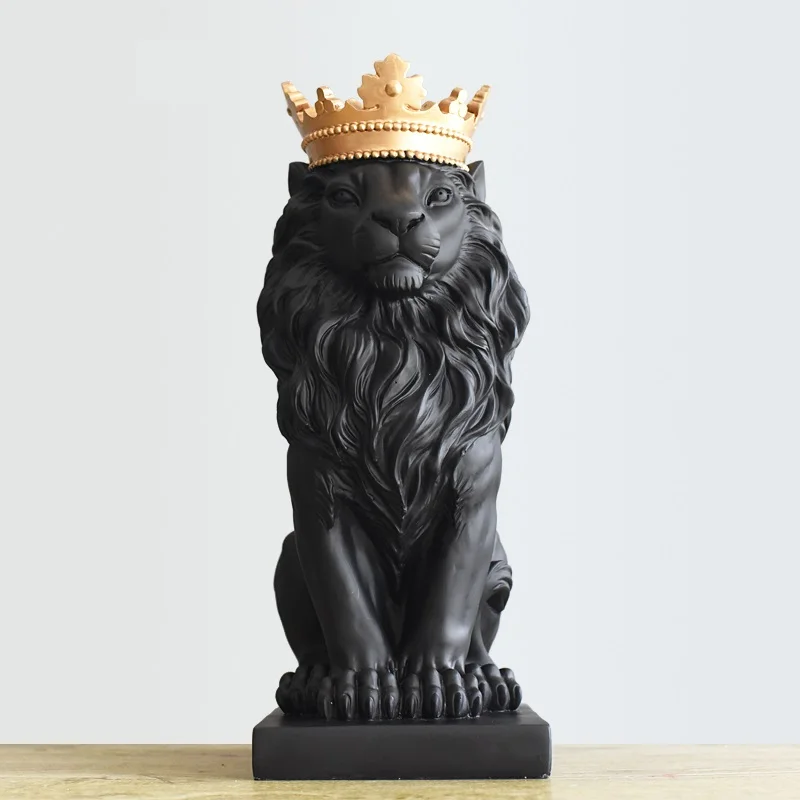 Imagem -04 - Royal Crown Lion Escultura Resina Estátua Home Animal Decoração Mascote Arte e Artesanato Acessórios Ornamento