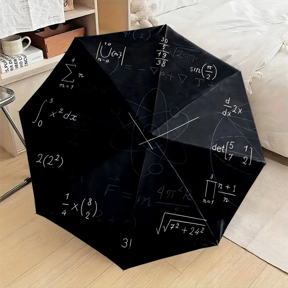 Mathematical Physics Design On Dark Themed Umbrella portable waterproof sun rain umbrella for outdoor travel beach