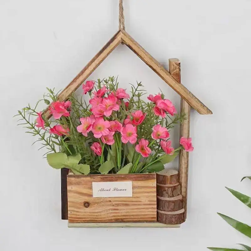 Wall Mounted Wooden Potted Plant Flower Planter Creative Wall Hangable Planter Small Flower Pot Wall Decoration For Home image 4
