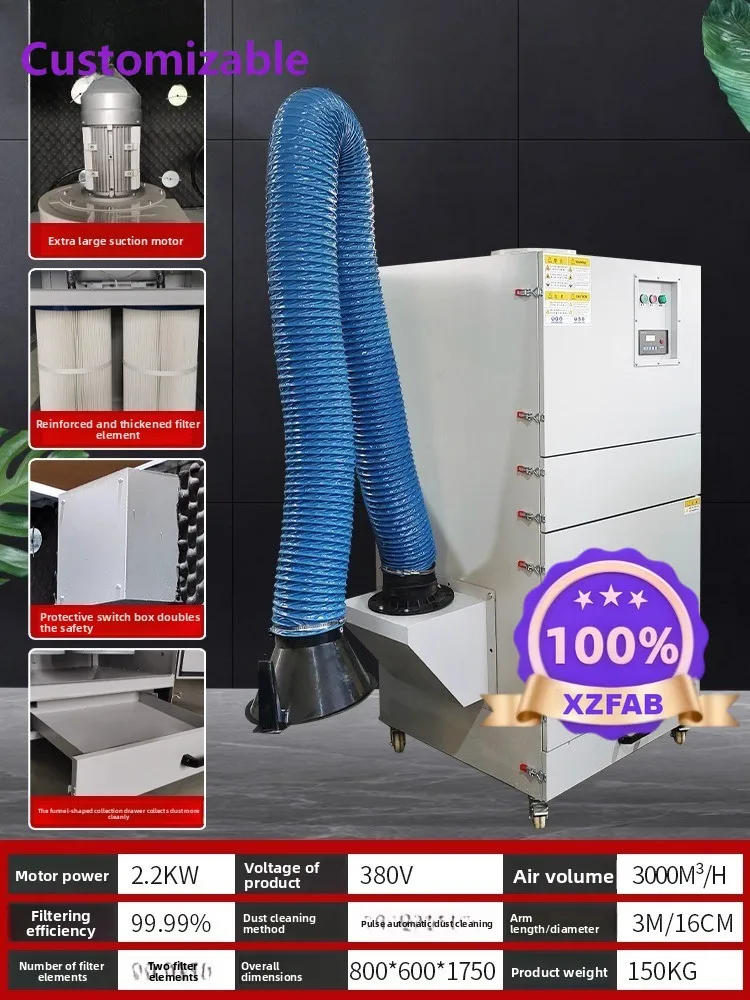 Factory Direct 2026 Mobile industrial dust collector, grinding and polishing dust collector, pulse vibration bag dust cleaner